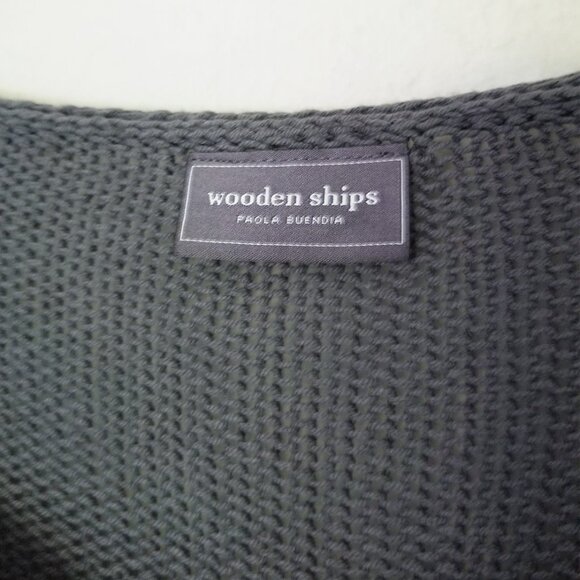 Wooden Ships Besotted Hearts V Neck Sweater Pullover Knitted Gray Red Size XS/S - Picture 5 of 16